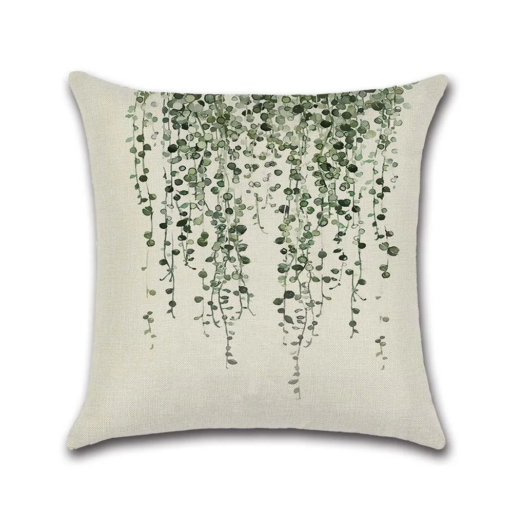 Top Sale Green Leaves Pillow Case Simple Leaf Decorative Pillowcase Pillows Fall Decorations for Home Sofa Cover |