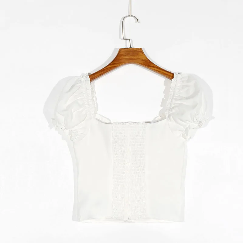 

Summer women's shirt casual solid color button decoration shirt