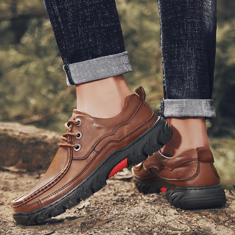 New High Quality Business Men's Shoes 100% Genuine Leather Casual Fashion Work Cow Loafers Plus Size 38-48 | Обувь