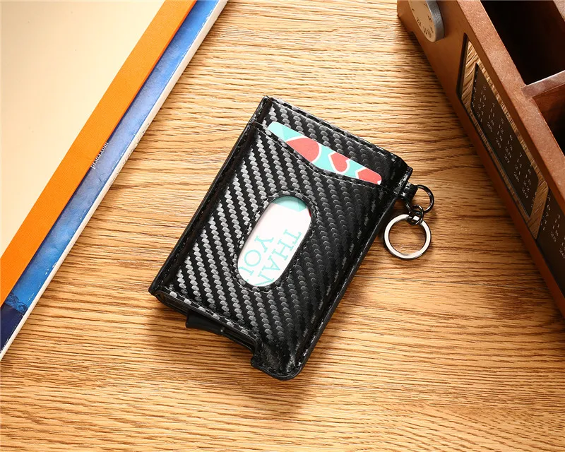 Bisi Goro RFID Блокировка кредитный держатель для карт Anit-theft кошелек карта для мужчин и женщин автоматический всплывающий Чехол для карт кожаный держатель для ID