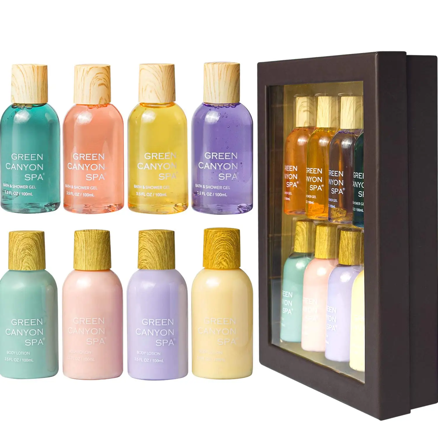 Pack of 8pcs Bath Gel Gift Set for Women Includes 4 Fragrance Body Lotion and Shower Gel, Mother's Day Gift Idea