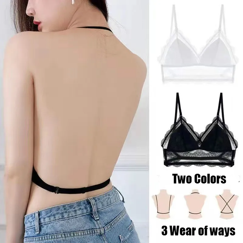 

Сексуальные Спортивные бюстгальтеры для йоги, 2 шт., женский летний Бралетт с U-образным вырезом и открытой спиной, кружевной бюстгальтер в г...