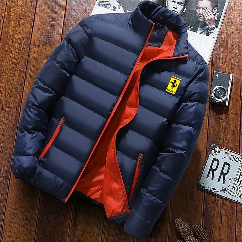 

New hot selling Ferrari Red down jacket brand printed men's fashion Harajuku casual men's zipper jacket in 2021