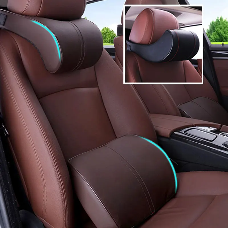 Автомобильная подушка для шеи 3D из пены с эффектом памяти прочная Кожаная