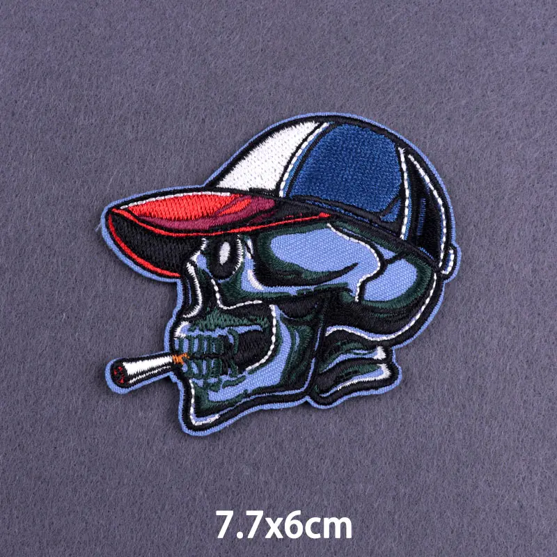 Красные Вышитые нашивки хиппи с черепом для одежды термоклейкие в стиле панк-рок
