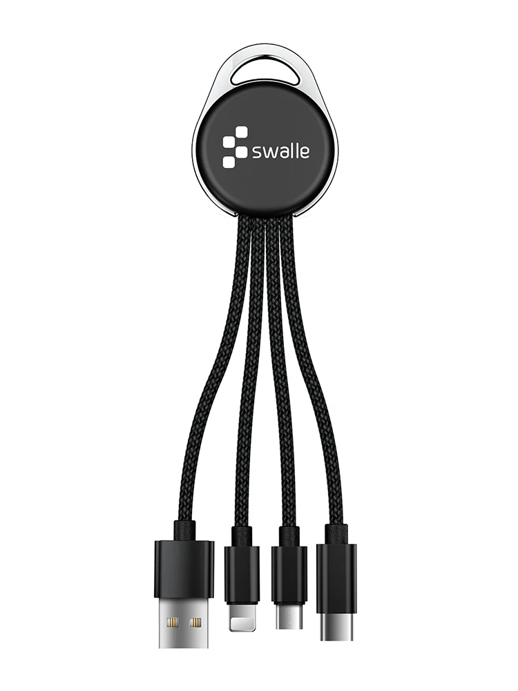 black Swalle Micro USB кабель 2A быстрое зарядное устройство мобильный кабель для зарядки телефона 3 в 1 кабель для передачи данных для Samsung Xiaomi Huawei Android телефон - Цвет: black