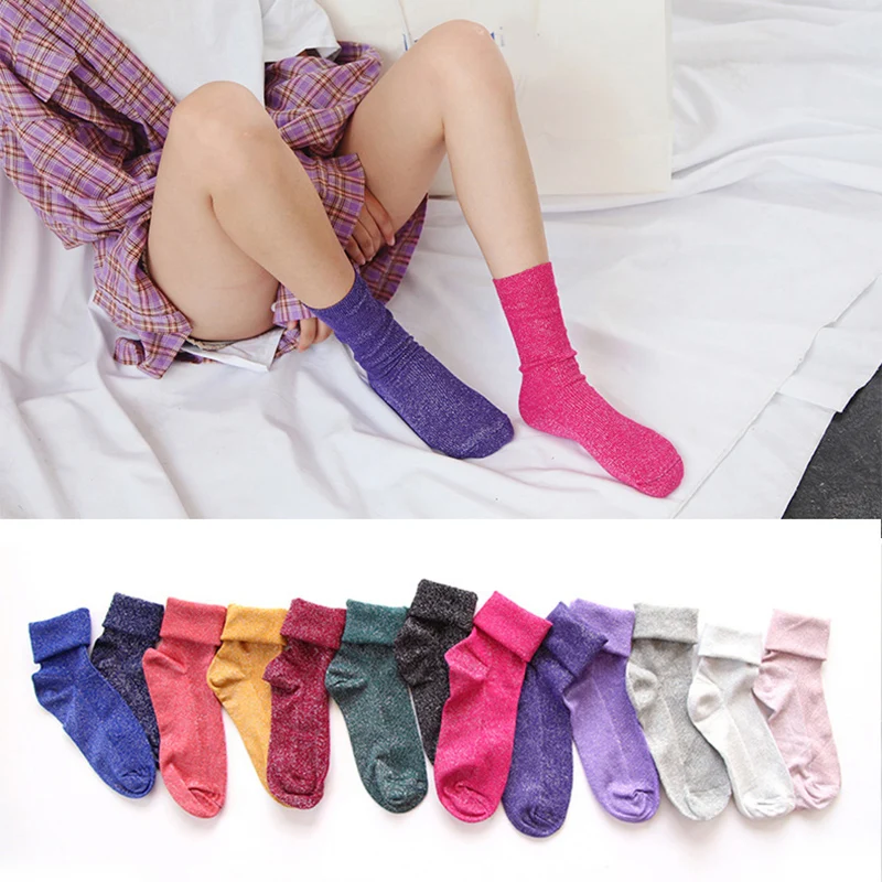 2020 весна осень блестящие Женские Простые Носки модные художественные женские