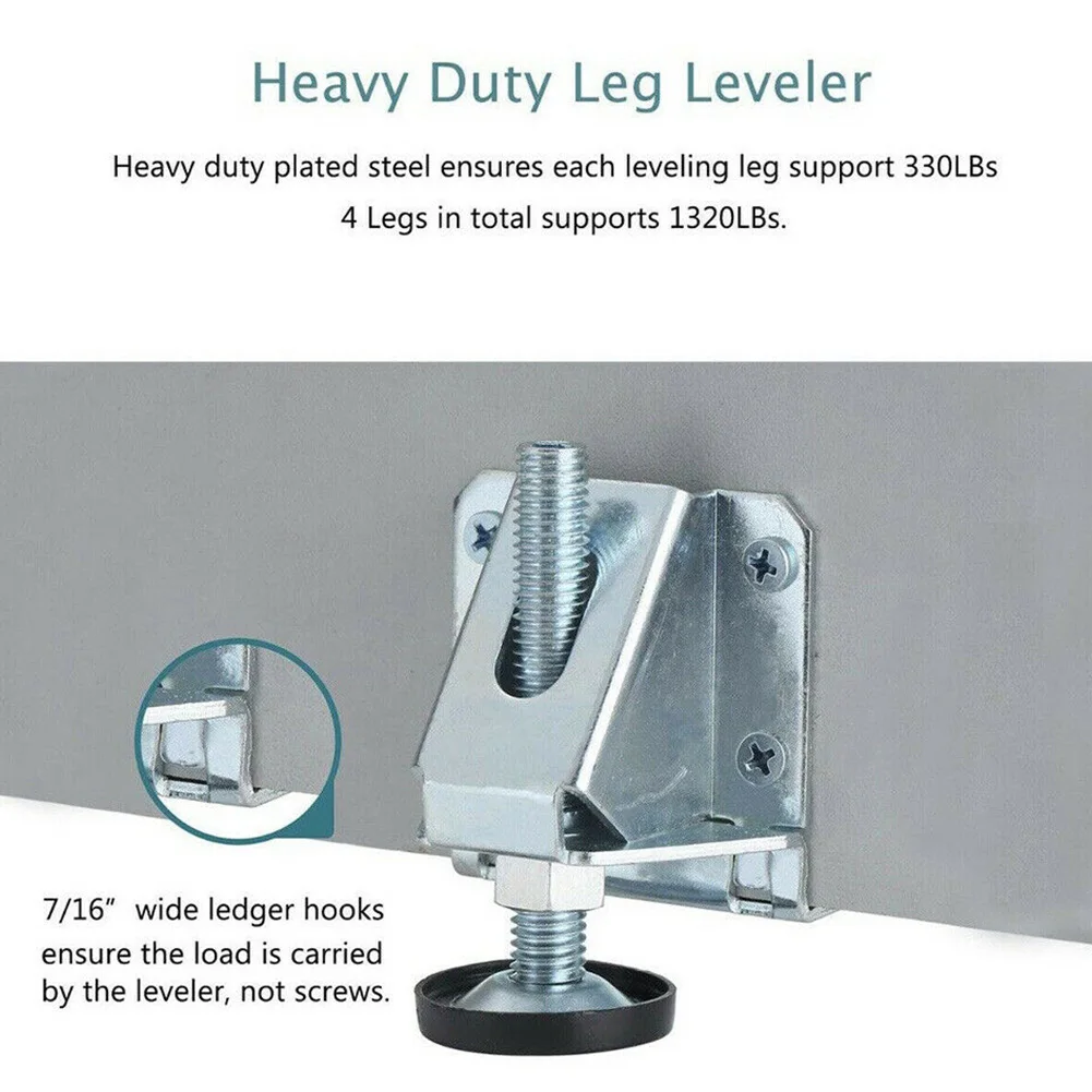 

2pcs Anti Slip Pad Shelving Accessories Home Cold Rolled Steel Furniture Hardware Levelers Feet Adjustable Table Leg Heavy Duty