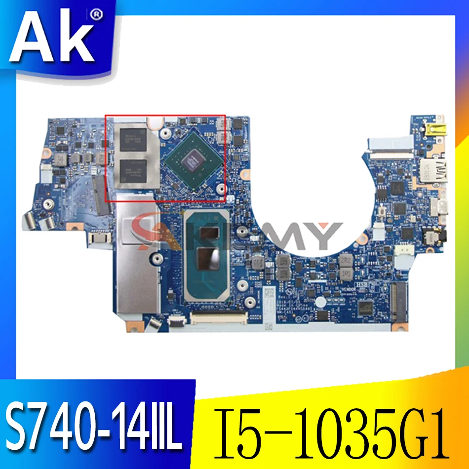 

Mainboard For Lenovo ideapad Yoga S740-14IIL Laptop motherboard NM-C451 with CPU I5 1035G1 GPU MX250 2G RAM 8G 100% test
