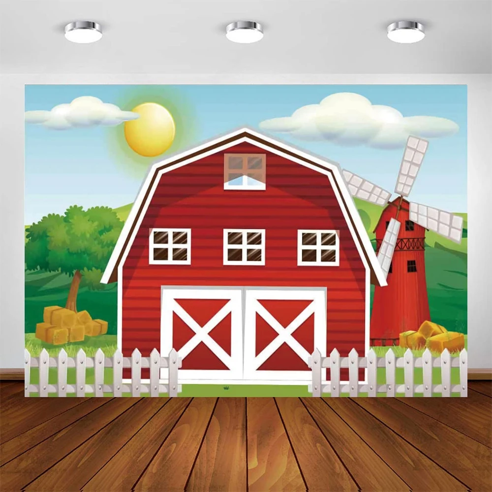 

Sunshine White Cloud Backdrops Farm Theme Photography Background Barn Animals Barn House Child Birthday Custom Made For Photos