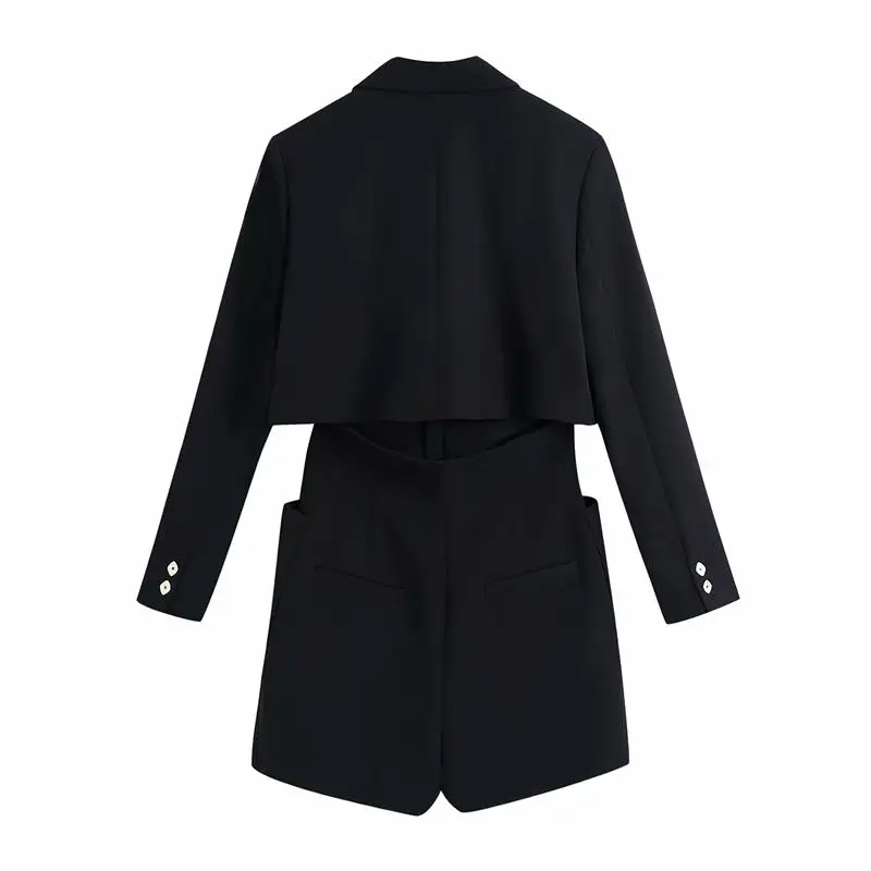

ZA Arrival Spring Autumn Women Blazers Dress Solid Black Fashion Lady Loose Office Backless Dress Elegant Girls Causal Outfits