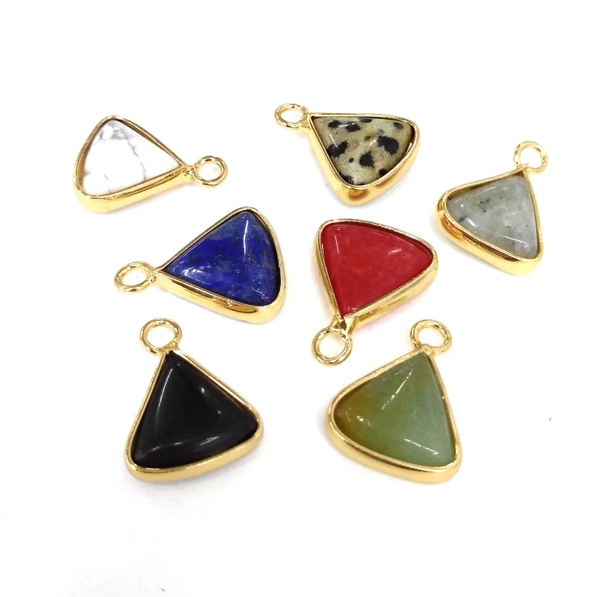 

Natural Stone Pendants Triangle Polished Crystal Agates Lapis Lazuli Stone Charms for Jewelry Making Necklace Bracelet Gift
