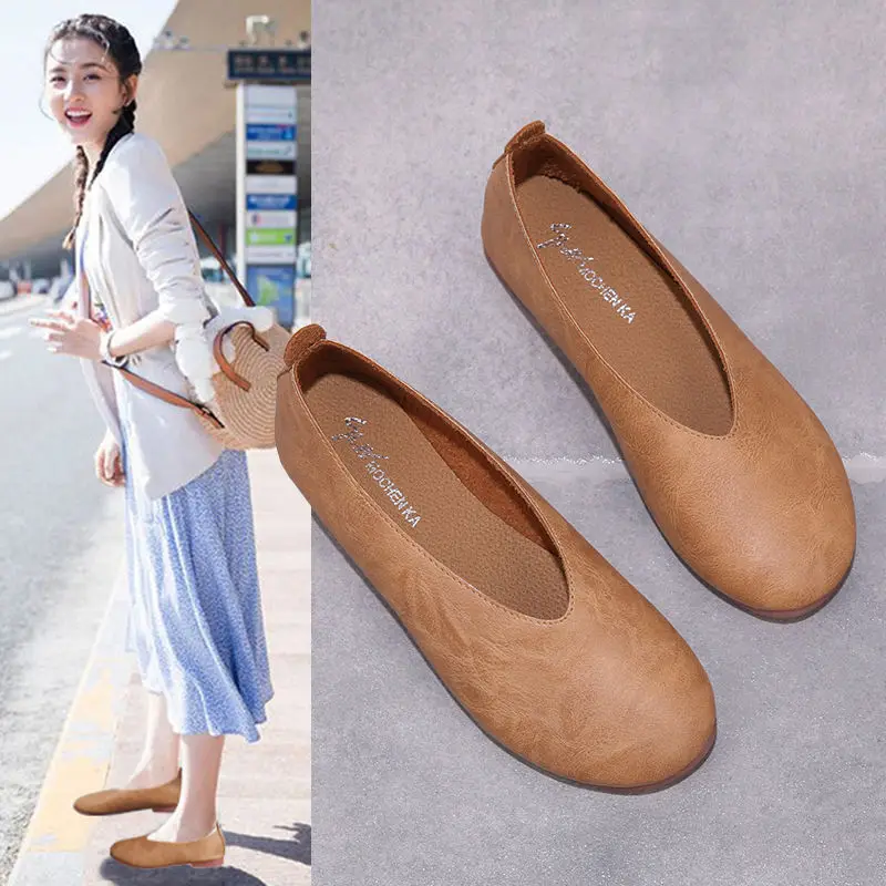 Женская обувь без шнуровки Лоферы для вождения Мокасины на плоской подошве