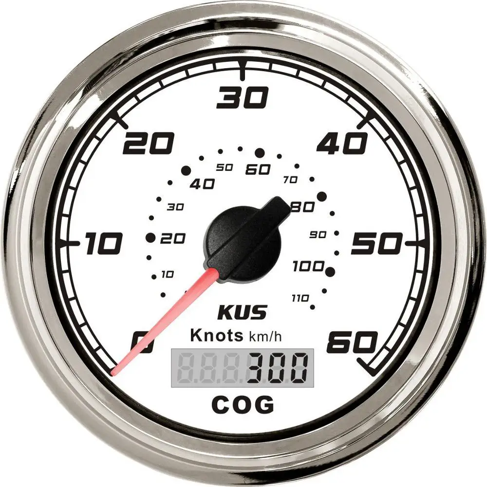 

New 85mm 3 3/8" KUS Waterproof Marine Boat Vessels GPS Speedometer 0-60KNOTS with Red/Yellow Backlight