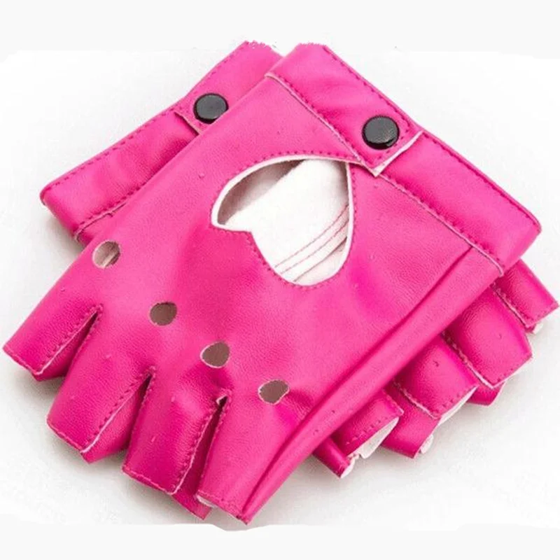 

Fashion Women Punk Leather Driving Biker Fingerless Mittens Dance Motorcycle Gloves Sports Fitness Gloves