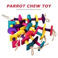 wooden parrot pet bird chew toy budgie cockatiel cage hanging perch swing cage bird chew toys with bell pet bird toys gifts