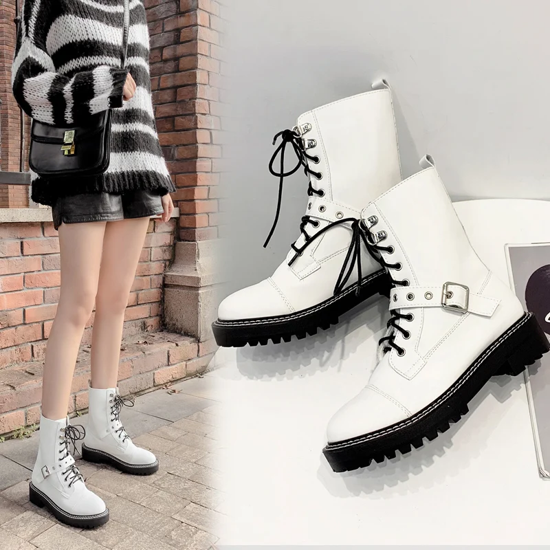 2019 женские ботильоны Martin на платформе пикантные ковбойские однотонные туфли