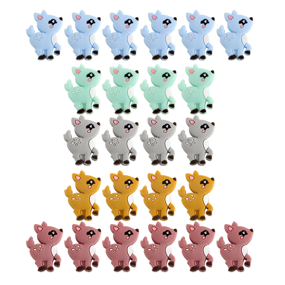 

Kovict 50/100 Pcs Cute And Charming Animal Mini Fawns Silicone Beads Rodent BPA Food Free Baby Molar Care Latex Chain Tooth Ring