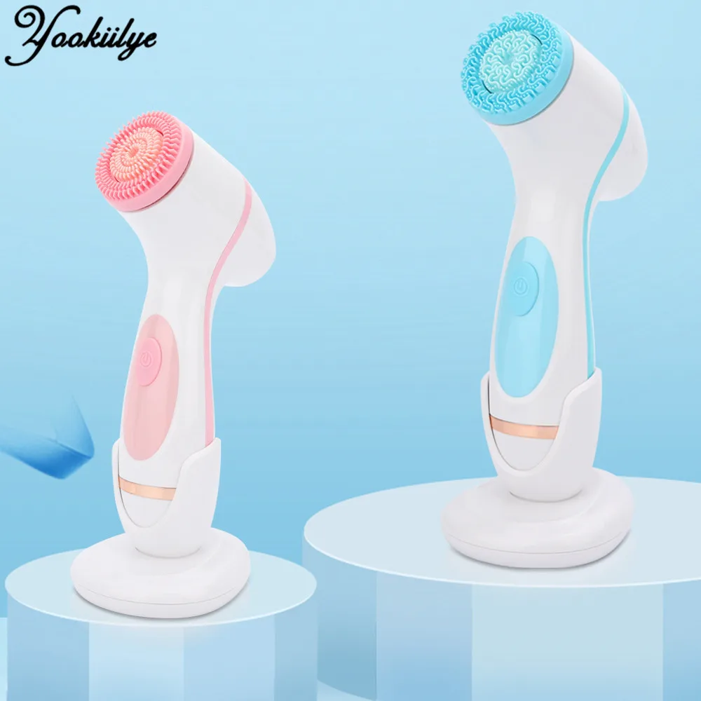 

Electric Face Cleansing Brush Silicone Waterproof Facial Pore Cleaner Skin Care Washing Massage Brush Remove Blackhead Grease
