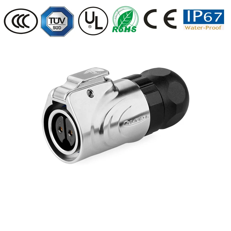 Waterproof connector M16 2 pin IP67 power metal connector round plug male plug female socket 10A electrical seal connector