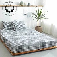 home textiles 100 washed cotton bed sheetfitted sheetwarm breathable soft classic plaid style multi size 1 pcs
