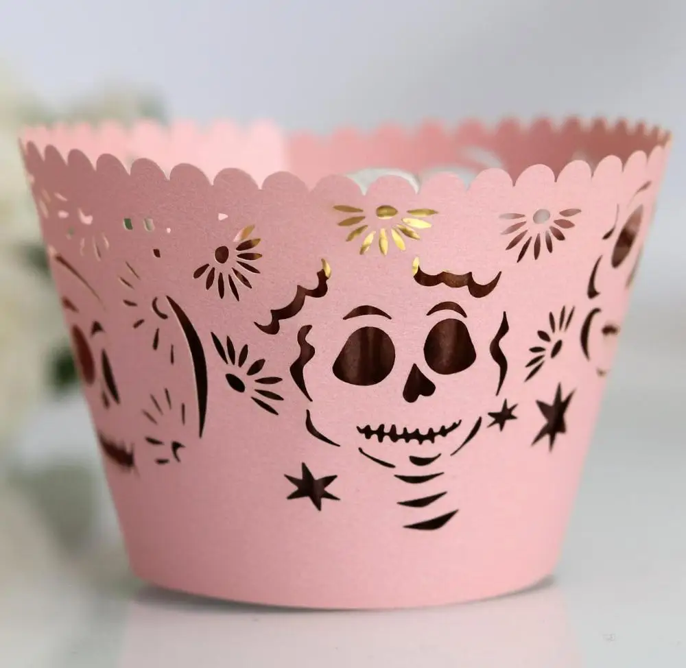 50/100 шт пустотелая вырубка черепа необычный Хэллоуин кекс лайнер чашка для
