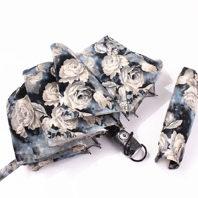 Модные полностью автоматические зонты женские компактные ветрозащитные с