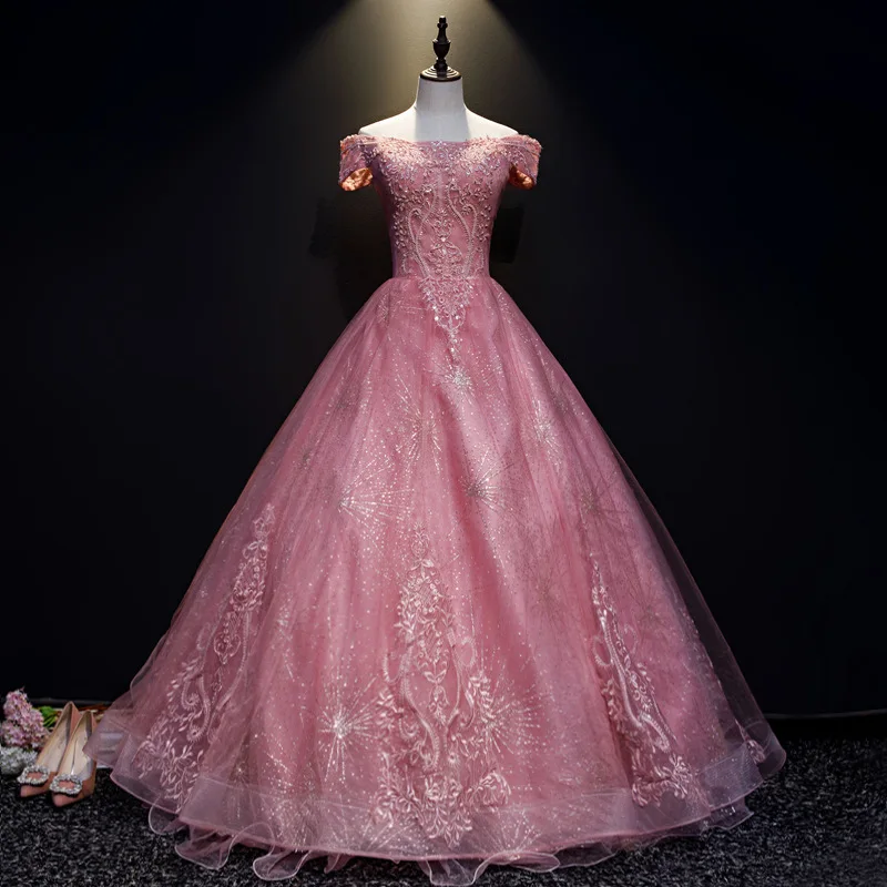 

Платье-Ципао с открытыми плечами и блестками, пикантное Бандажное платье с вырезом лодочкой и аппликациями, розовое Изящное Платье оверсай...