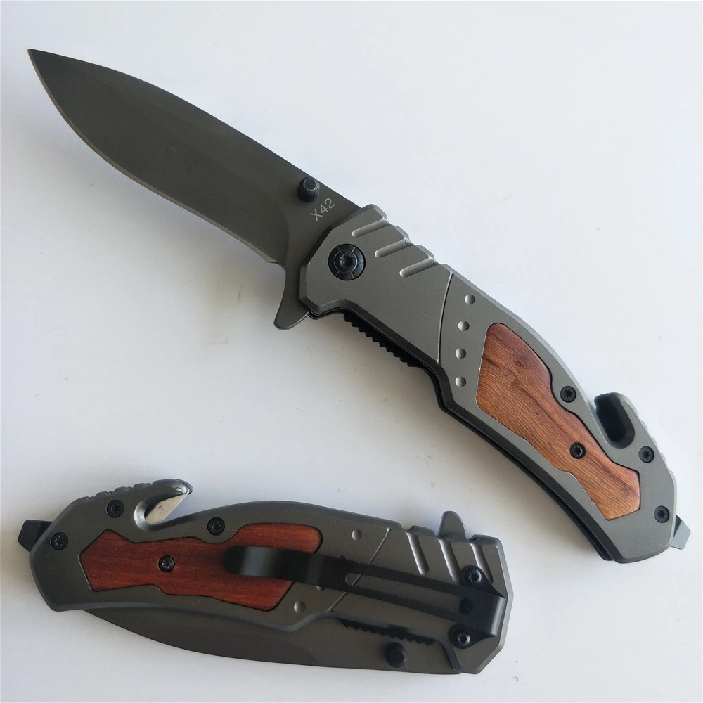 Охота 56HRC высокая твердость 3CR13 Лезвие сталь + сандаловое дерево ручка складной