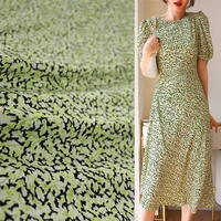 half meter fashion light green or blue little flower chiffon fabric for dress shirt cheongsam ladys garment material 1204