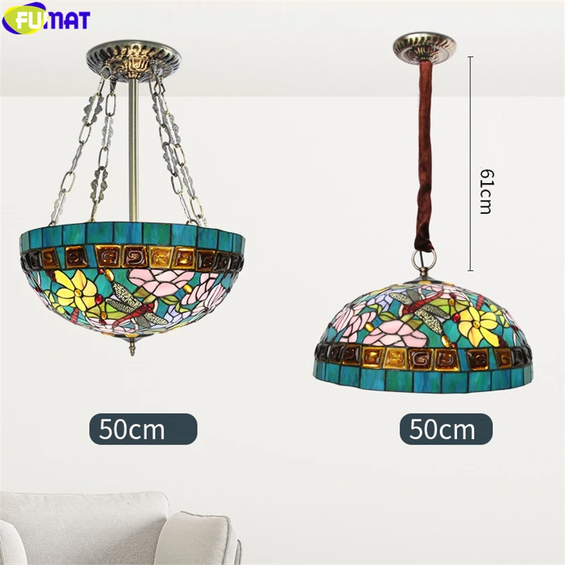Подвесной светильник FUMAT в стиле Тиффани мозаичная лампа виде стрекозы