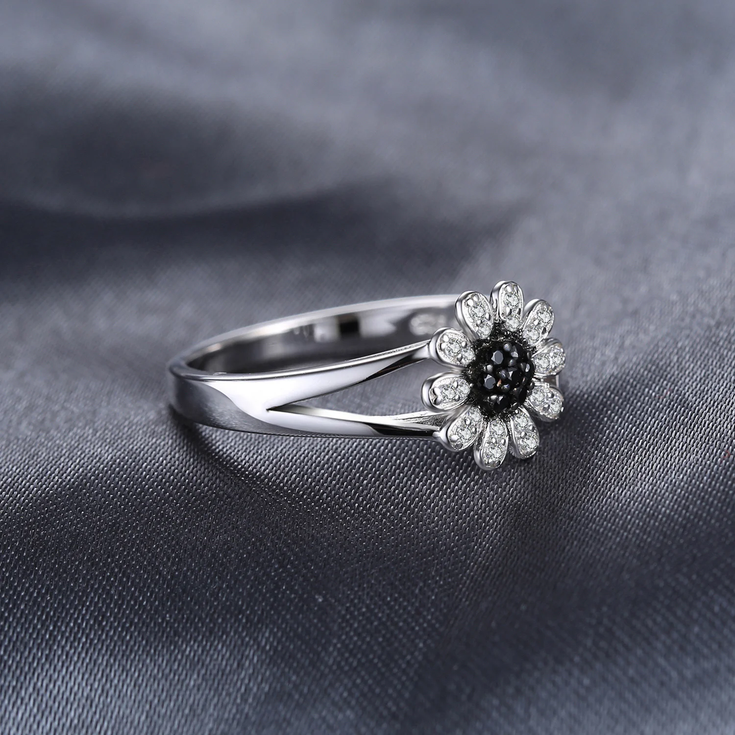 Jewelrypalace цветок 1.11 CT натуральный черной шпинели кольцо стерлингового серебра 925 кольцо для Для женщин бренд драгоценный камень Красивые ювелирные изделия