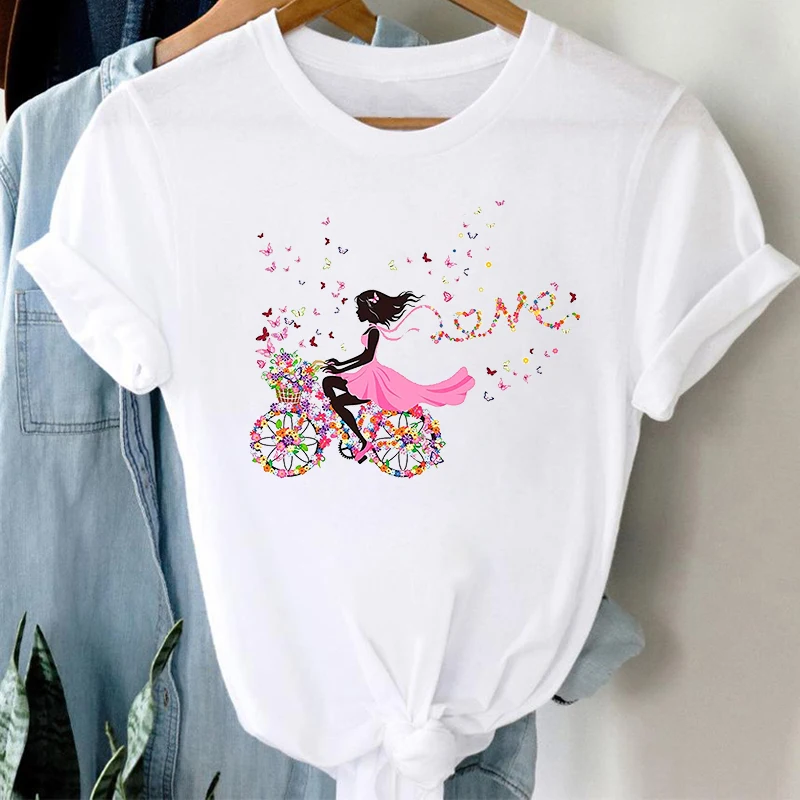 

2021 Oversized T-shirt Women Clothing Fashion Female Tee Bike Sunflower Printed Short Sleeve femme White Casual Tshirt XXXL