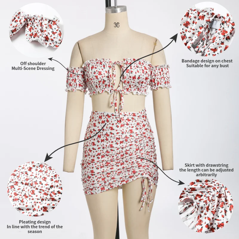 MissyChilli белого цвета с цветочным принтом комплект из двух предметов костюм