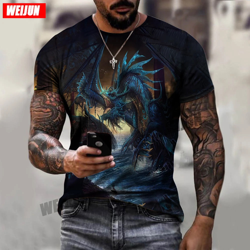 

Cool 2001 Summer 3d Printing Men's T-shirt O-neck Ancient Legend Dragon T Shirt Short Sleeves Male Clothes Casual TShirt Tops
