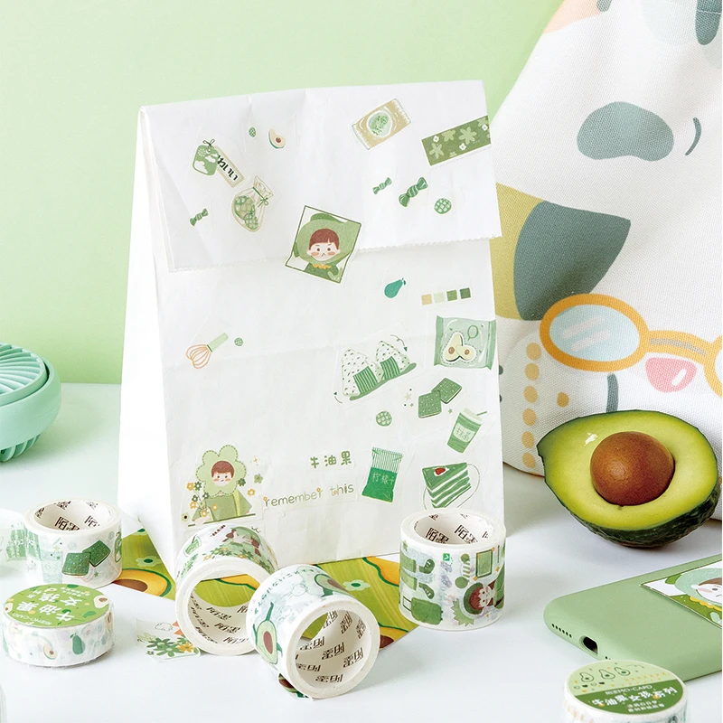 

Cute Avocado Girl Series Bullet Journal Decorative Adhesive Tape Masking Washi Tape DIY Scrapbooking Sticker Label stationery