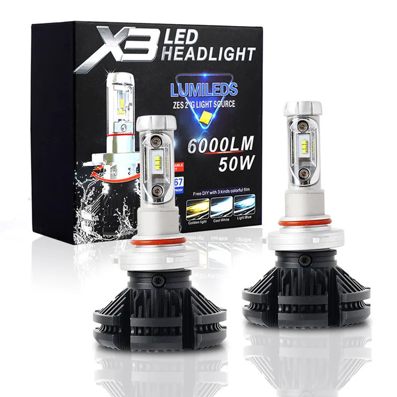 

X3 Car led headlamps H7 H4 H11 car headlamps are universal LED light sourcing made of ZES chips,can output 12v 6000k spot light