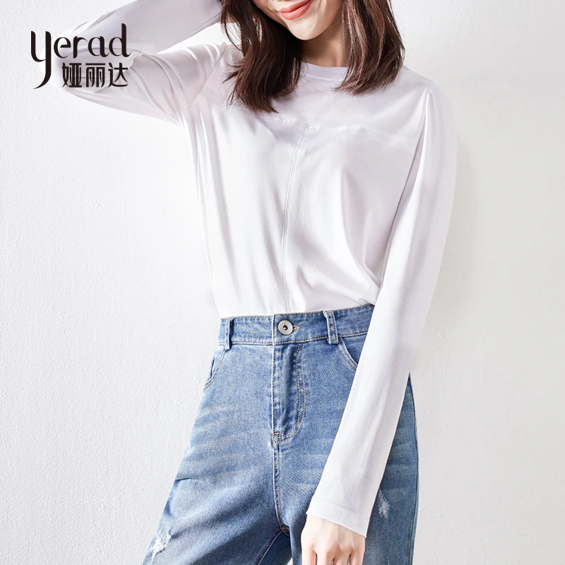 YERAD 2019 Новая Осенняя рубашка с длинным рукавом Женская однотонная тонкая