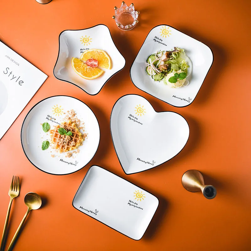 

Креативная обеденная тарелка, керамическая тарелка в современном минималистичном стиле, возможно разогревание в микроволновой печи, кухон...