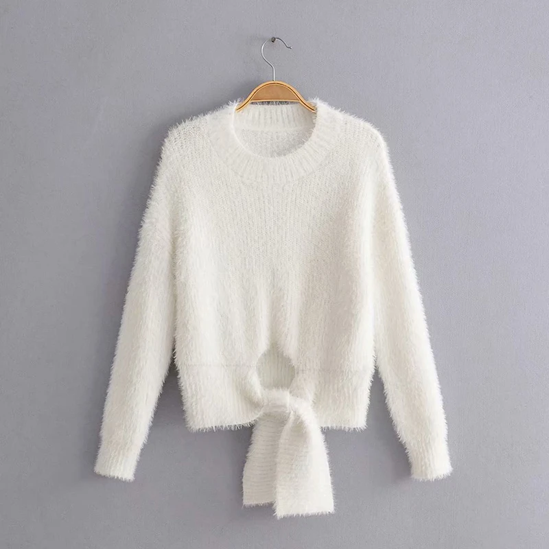 MIOFAR длинный рукав однотонный спереди Вязаный комбинезон женский зимний