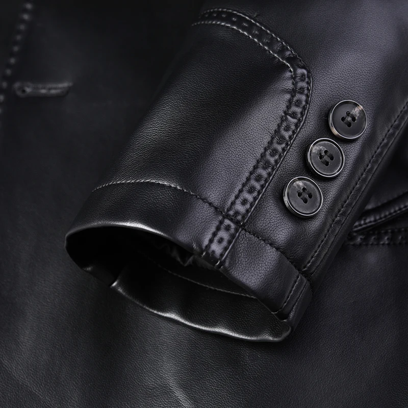 Мужская осенне-зимняя кожаная куртка с лацканами размеры до 3XL |