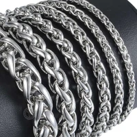 davieslee bracelet for men spiga plait wheat link chain stainless steel mens bracelet jewelry 3 10mm dkbm161