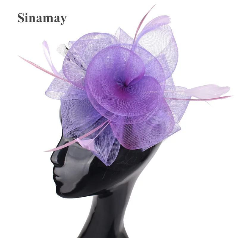 Женская заколка для волос Королевская Синяя из кринолина Свадебная и церковная