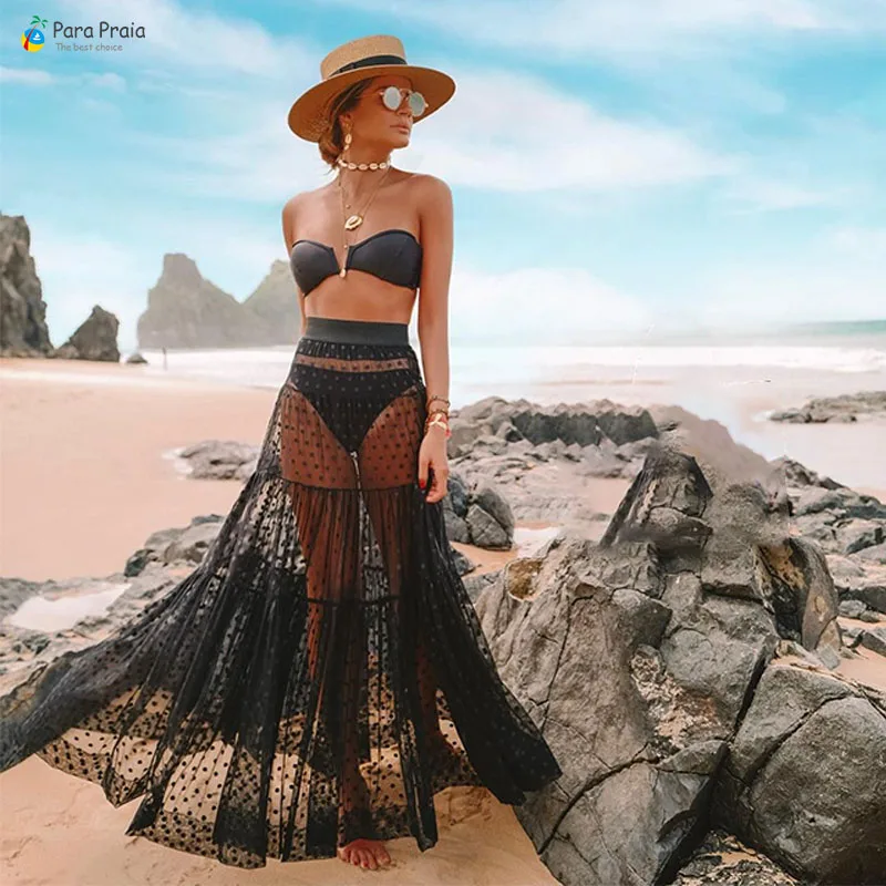 Женский прозрачный купальник с высокой талией Para Praia пуш ап завышенной Сетчатое