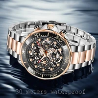 2022 lige luxury business watch mens automatic watches for men skeleton hollow quartz wristwatches waterproof relogio masculino