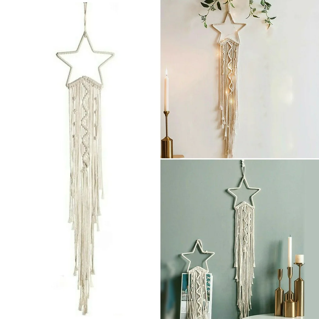 

1pc Tapestry Boho Style Hand-woven Star Tapestry Living Room Decorations 20*105cm Hand-made DIY Handicrafts