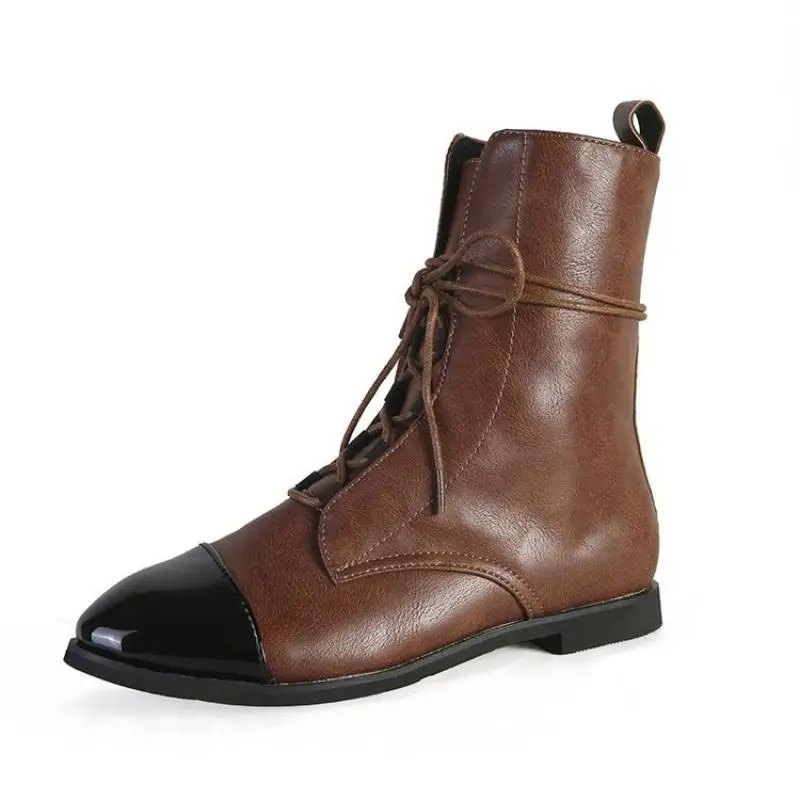 Online Sepatu Ujung Lancip Ukuran Besar 43 Sepatu Bot Pergelangan Kaki Datar Wanita Sepatu Martin Warna Solid Wanita Pop Bagus Musim Gugur Untuk Sepatu Kasual Wanita