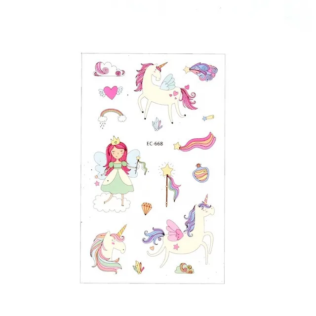 Мультяшная наклейка радужная лошадь переводная татуировка Временный ребенок