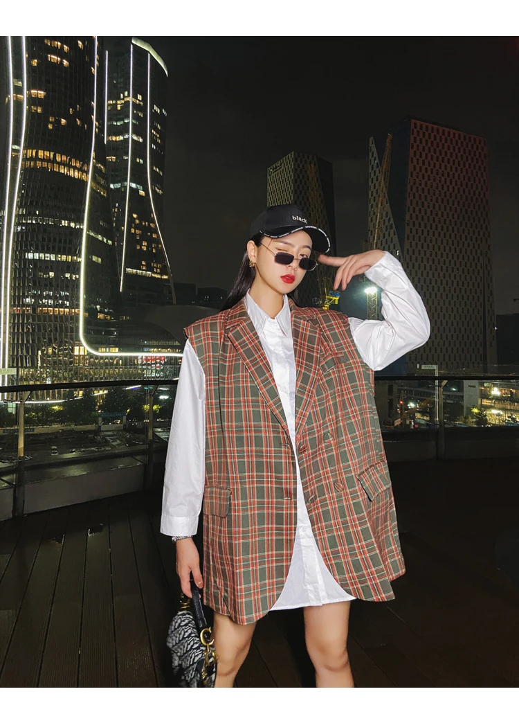 

2020 new spring autumn British style sub-vest mid-length fashion vest suit ladies vest jacket trendy personality net red vest