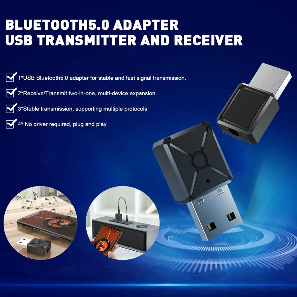USB Bluetooth 5 0 аудио передатчик приемник стерео адаптер для ТВ ПК автомобиля AUX